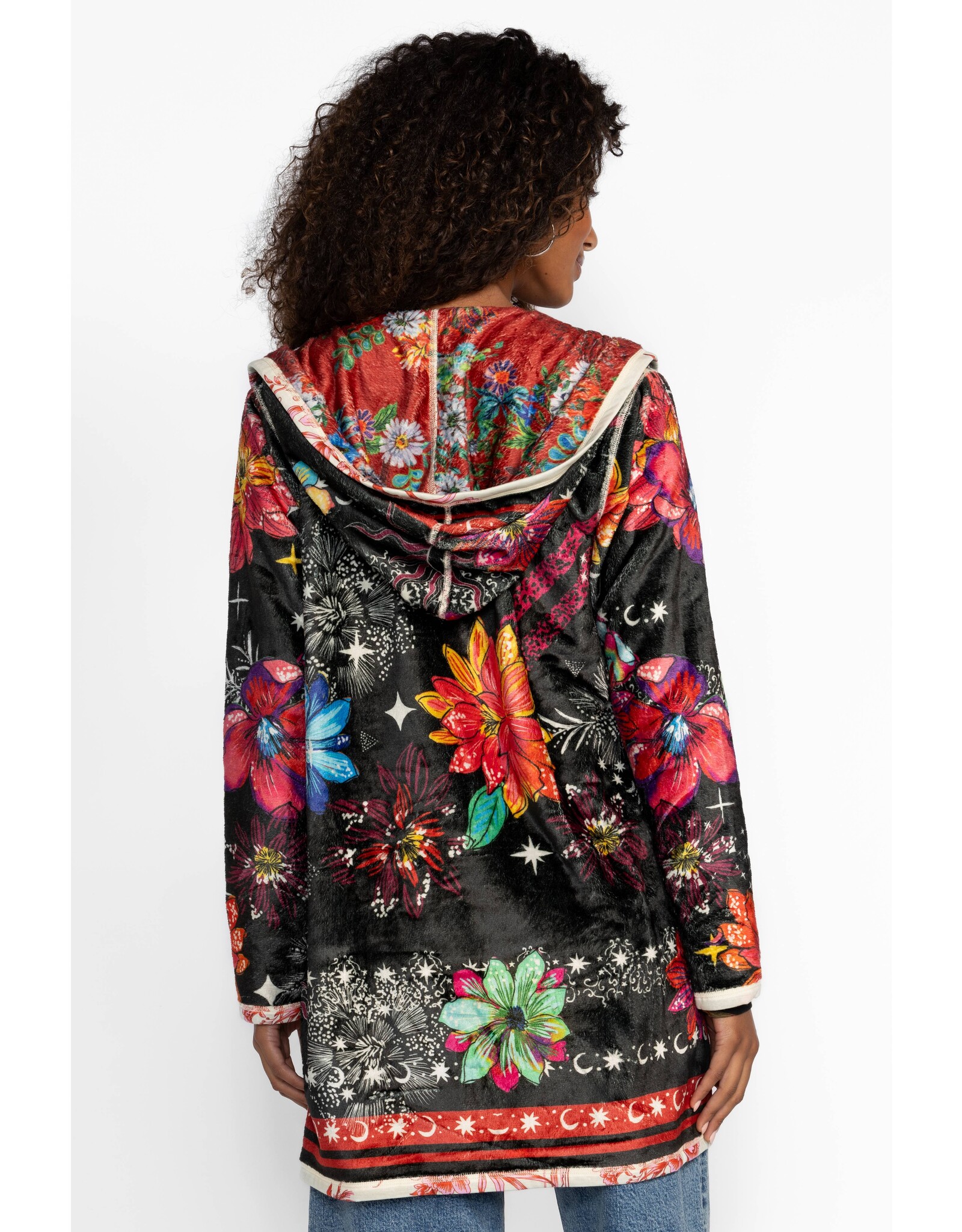 Johnny Was Joan Midi Sherpa Jacket Reversible Starry Night