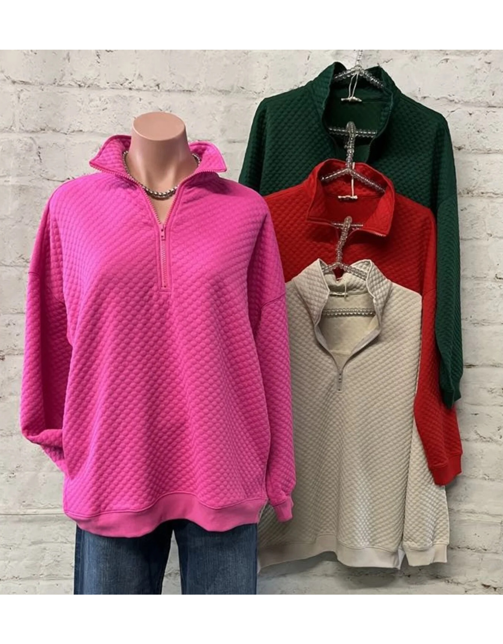 Kit Textured Half-Zip Pullover