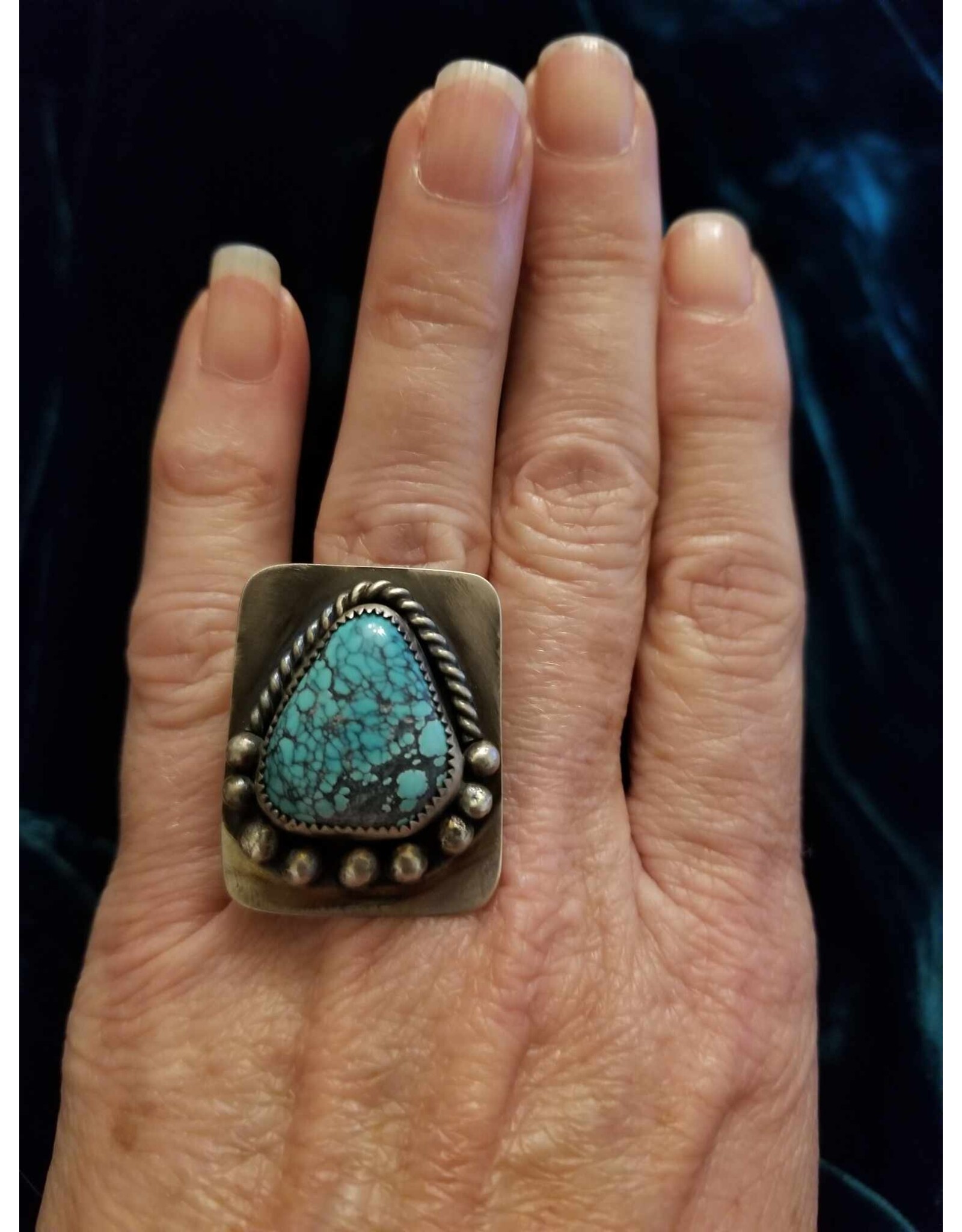 Horse Money Turquoise Callan No 8 Sterling Silver Adjustable Ring