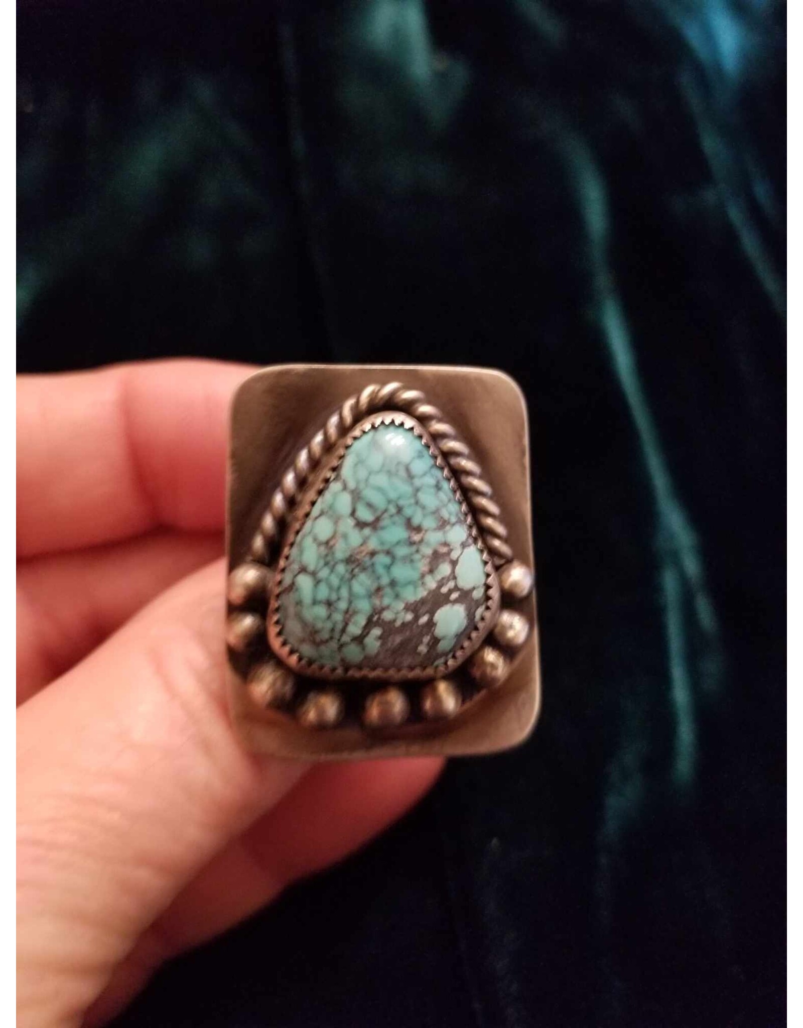 Horse Money Turquoise Callan No 8 Sterling Silver Adjustable Ring