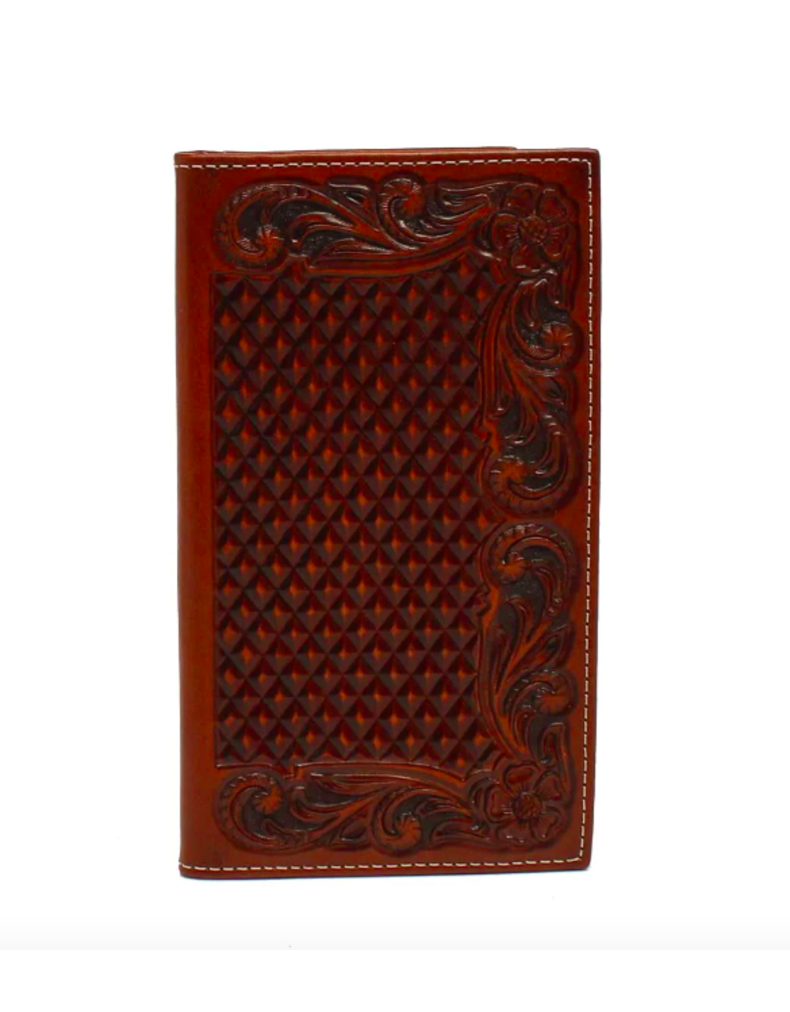 Ariat Rodeo Basket Weave Floral Embossed Tan Wallet