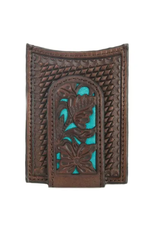 Nocona Brown Embossed with Turquoise Inlay Money Clip and Wallet