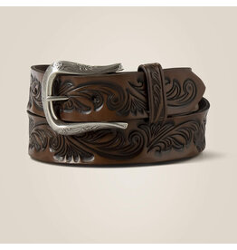 Ariat Women's Brown Embossed Leather with Silver Buckle Belt