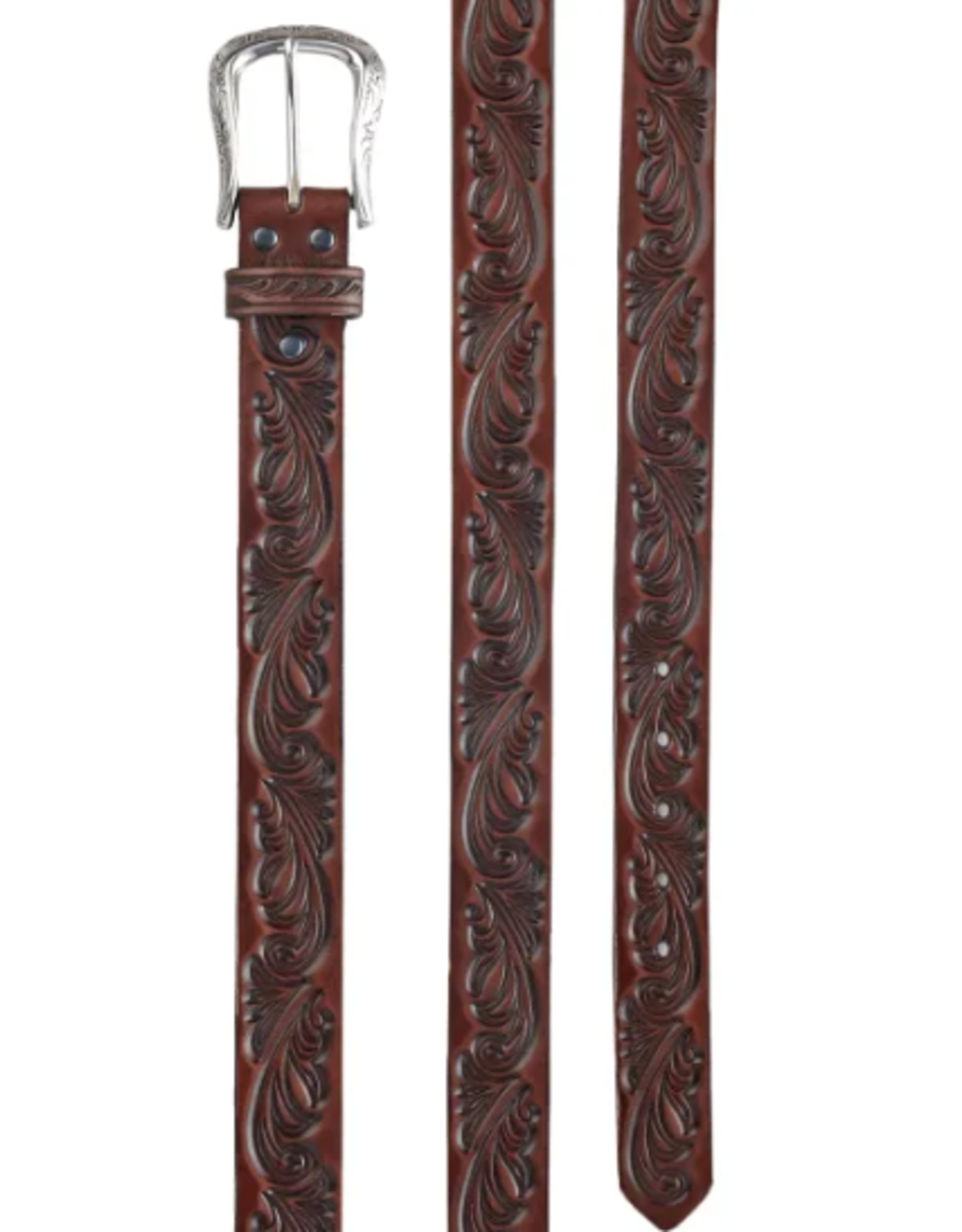 Ariat Ariat Women's Brown Embossed Leather with Silver Buckle Belt