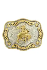 Nocona Saddle Bronc Silver and Gold Belt Buckle