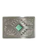 Blazin Roxx Western Womens Belt Buckle Rectangle Turquoise Stone Silver