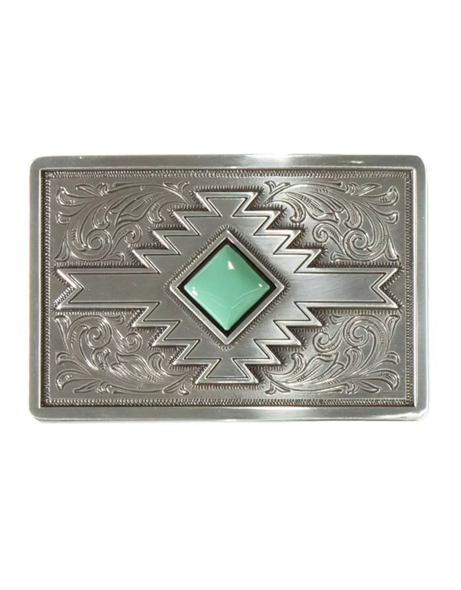 Blazin Roxx Western Womens Belt Buckle Rectangle Turquoise Stone Silver