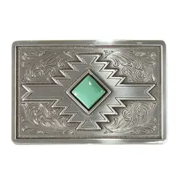 Blazin Roxx Western Womens Belt Buckle Rectangle Turquoise Stone Silver