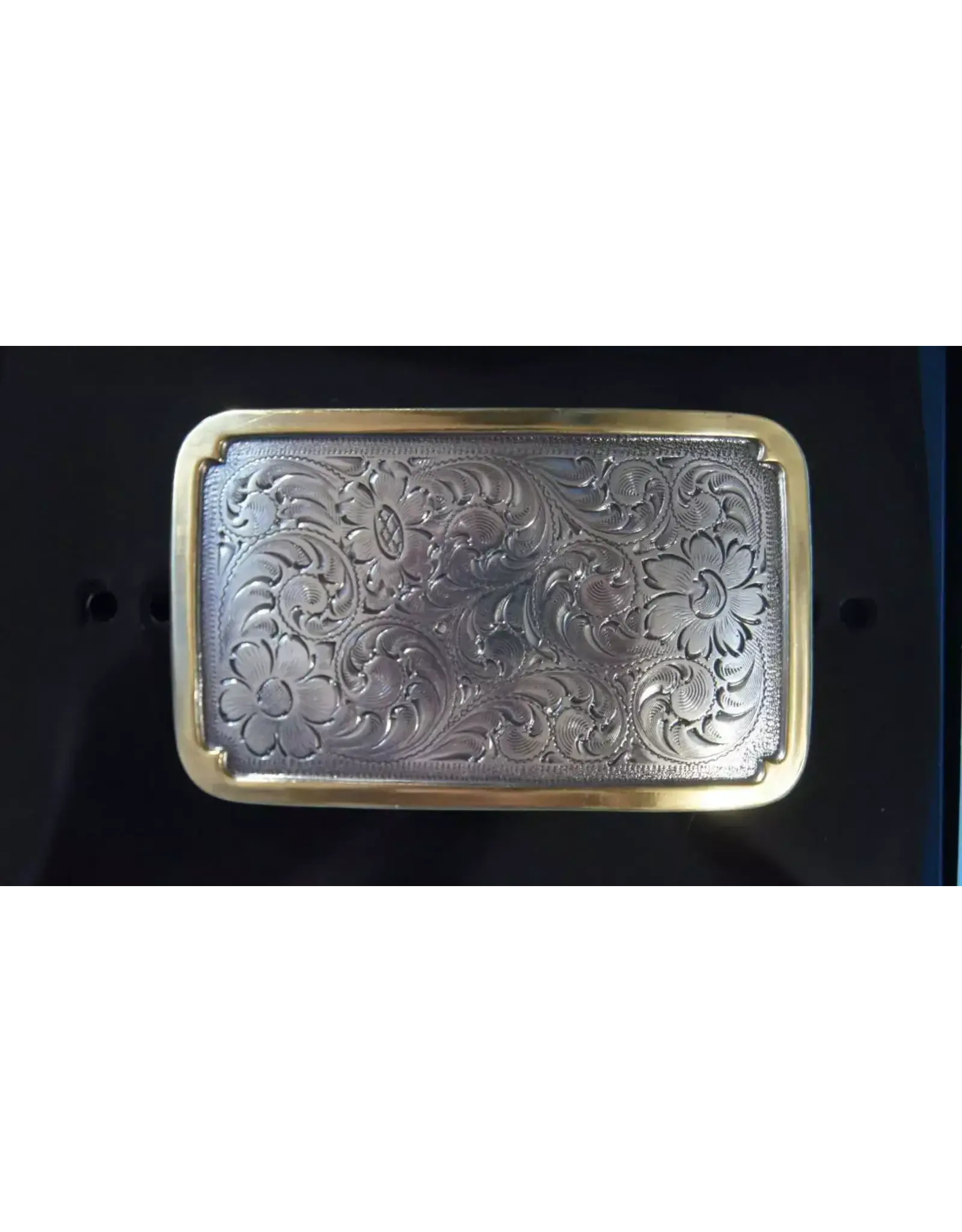 Nocona Rectangle Western Floral Scroll Belt Buckle