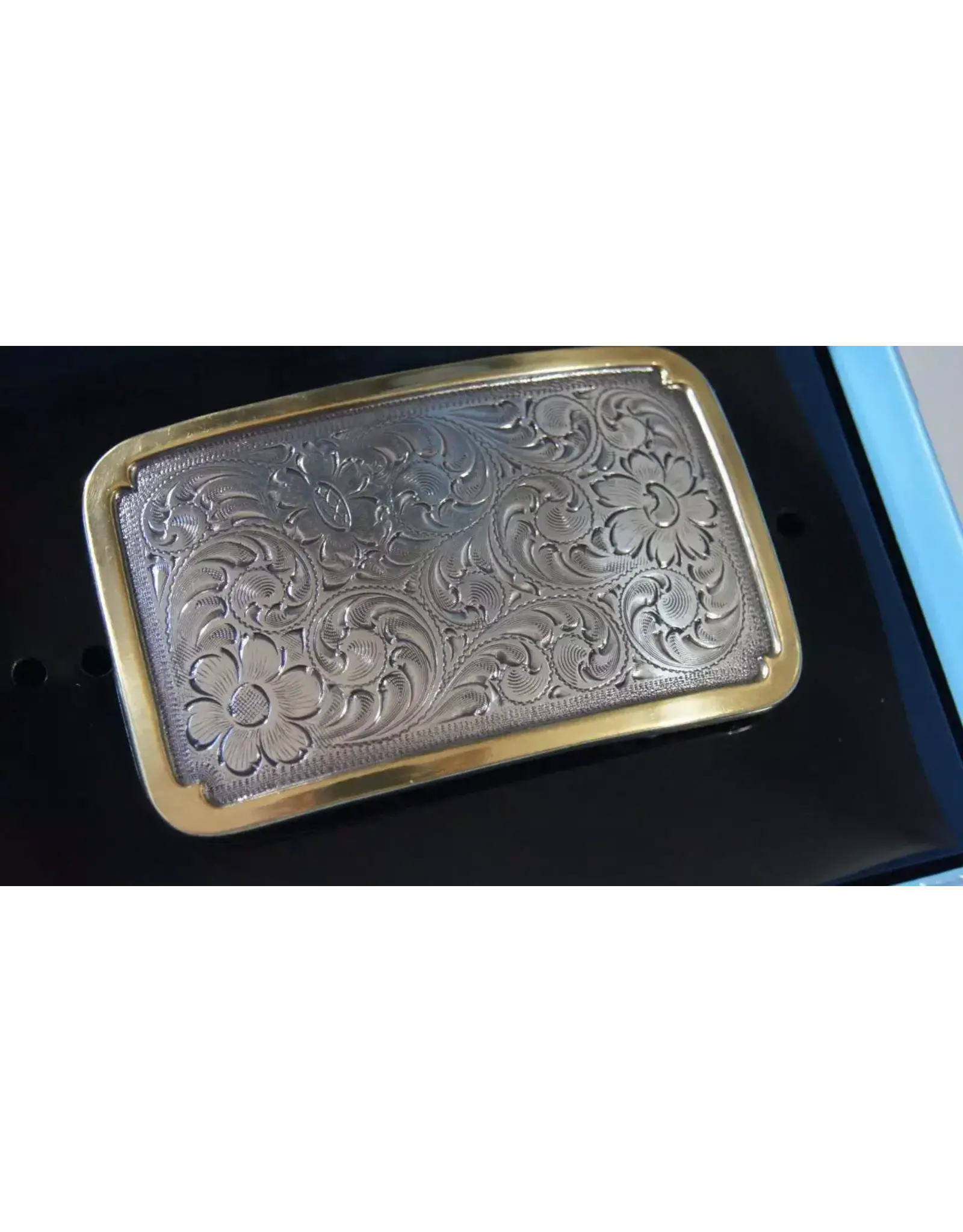 Nocona Rectangle Western Floral Scroll Belt Buckle