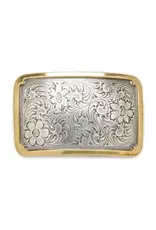 Nocona Rectangle Western Floral Scroll Belt Buckle