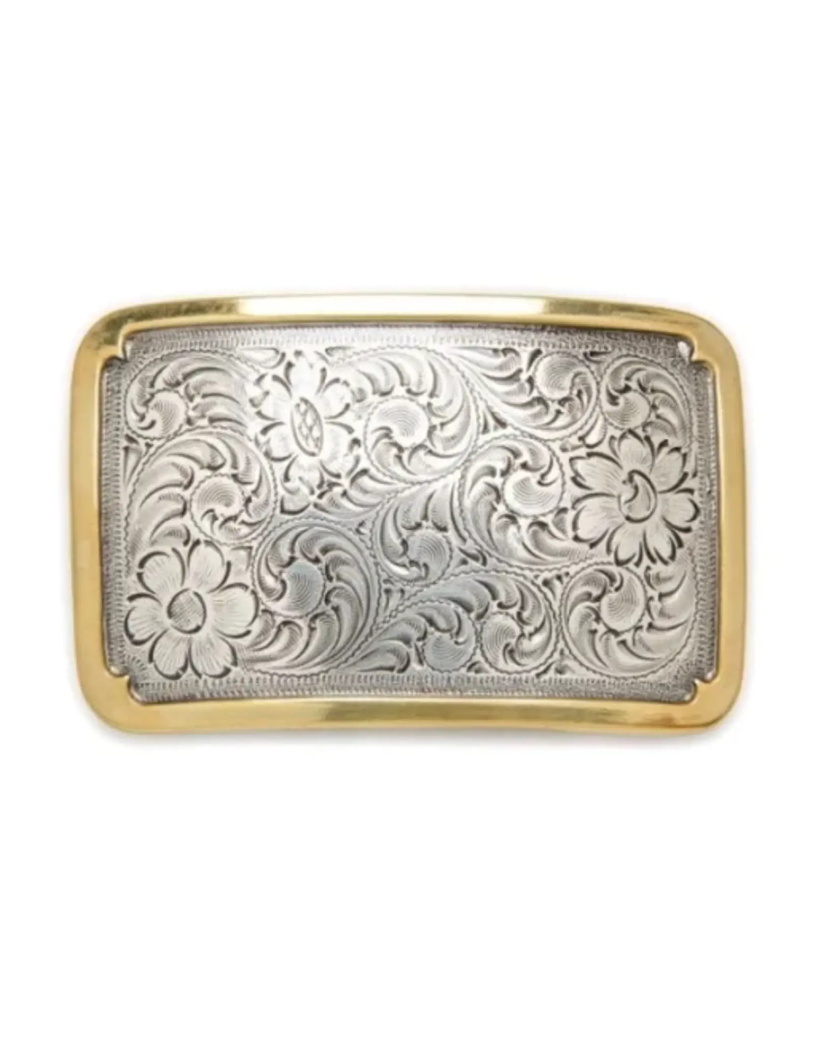 Nocona Rectangle Western Floral Scroll Belt Buckle