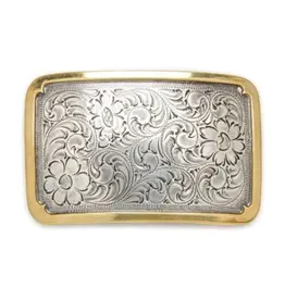 Nocona Rectangle Western Floral Scroll Belt Buckle
