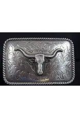 Nocona Western Rectangle Longhorn Belt Buckle