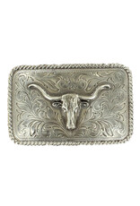 Nocona Western Rectangle Longhorn Belt Buckle