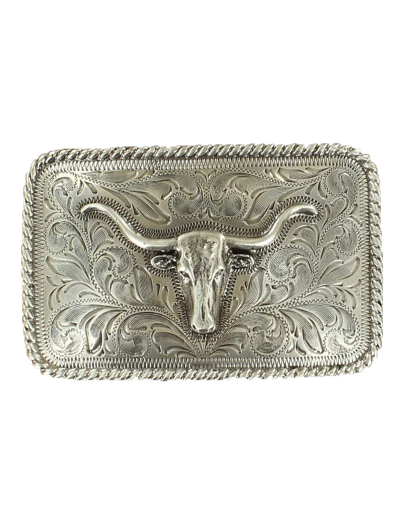 Nocona Western Rectangle Longhorn Belt Buckle