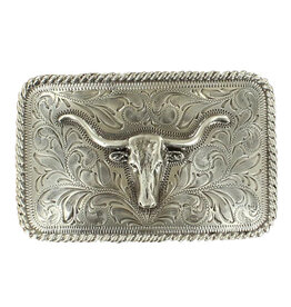 Nocona Western Rectangle Longhorn Belt Buckle