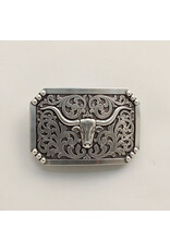 Nocona Rectangle Smooth Edge Longhorn Belt Buckle