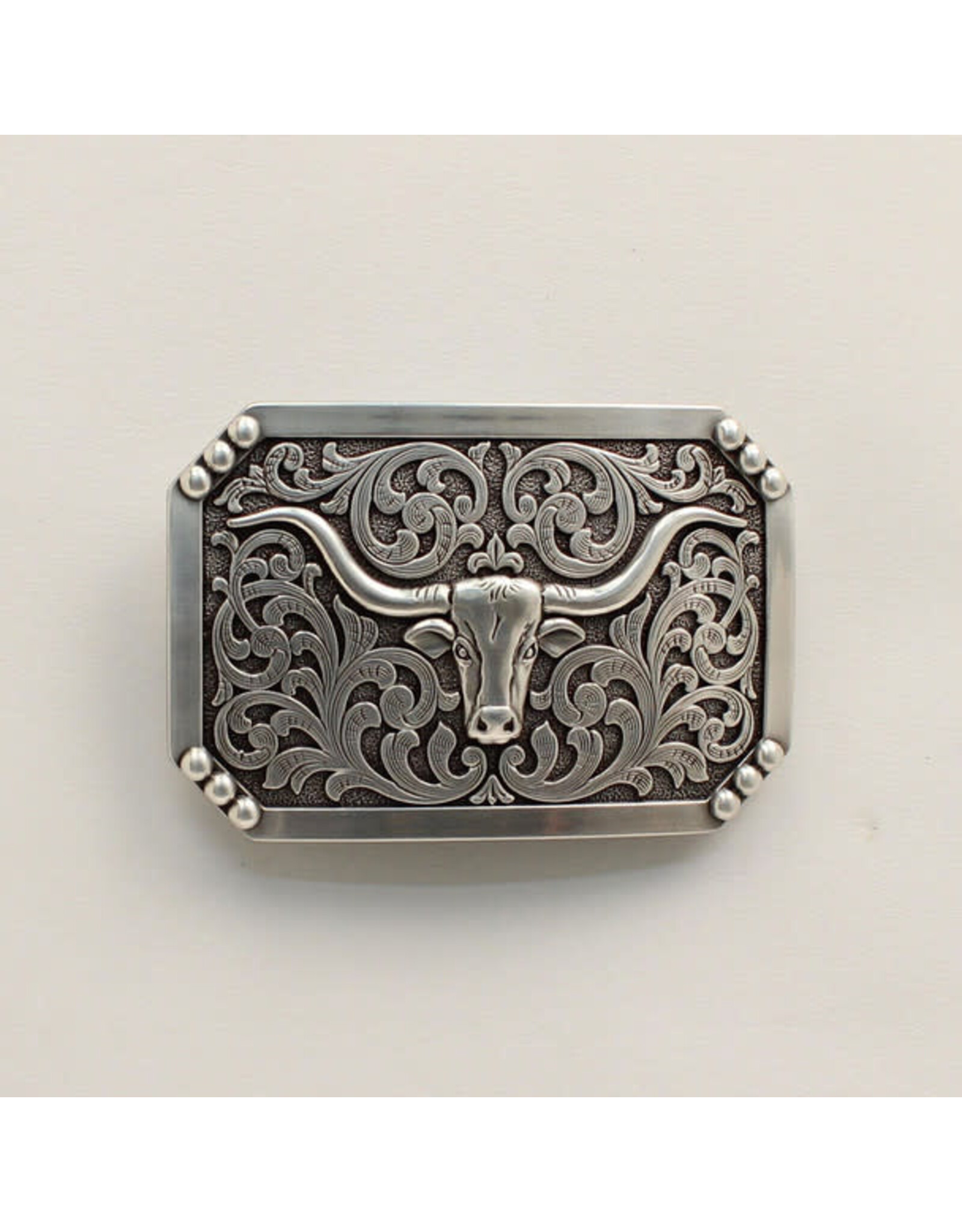 Nocona Rectangle Smooth Edge Longhorn Belt Buckle