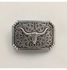 Nocona Rectangle Smooth Edge Longhorn Belt Buckle