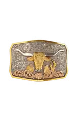 Nocona Longhorn Cactus Gold & Silver Buckle
