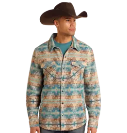 Rock & Roll Denim Rock & Roll Denim Turquoise Aztec Jacquard Shirt Jacket