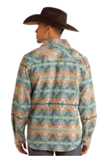 Rock & Roll Denim Turquoise Aztec Jacquard Shirt Jacket