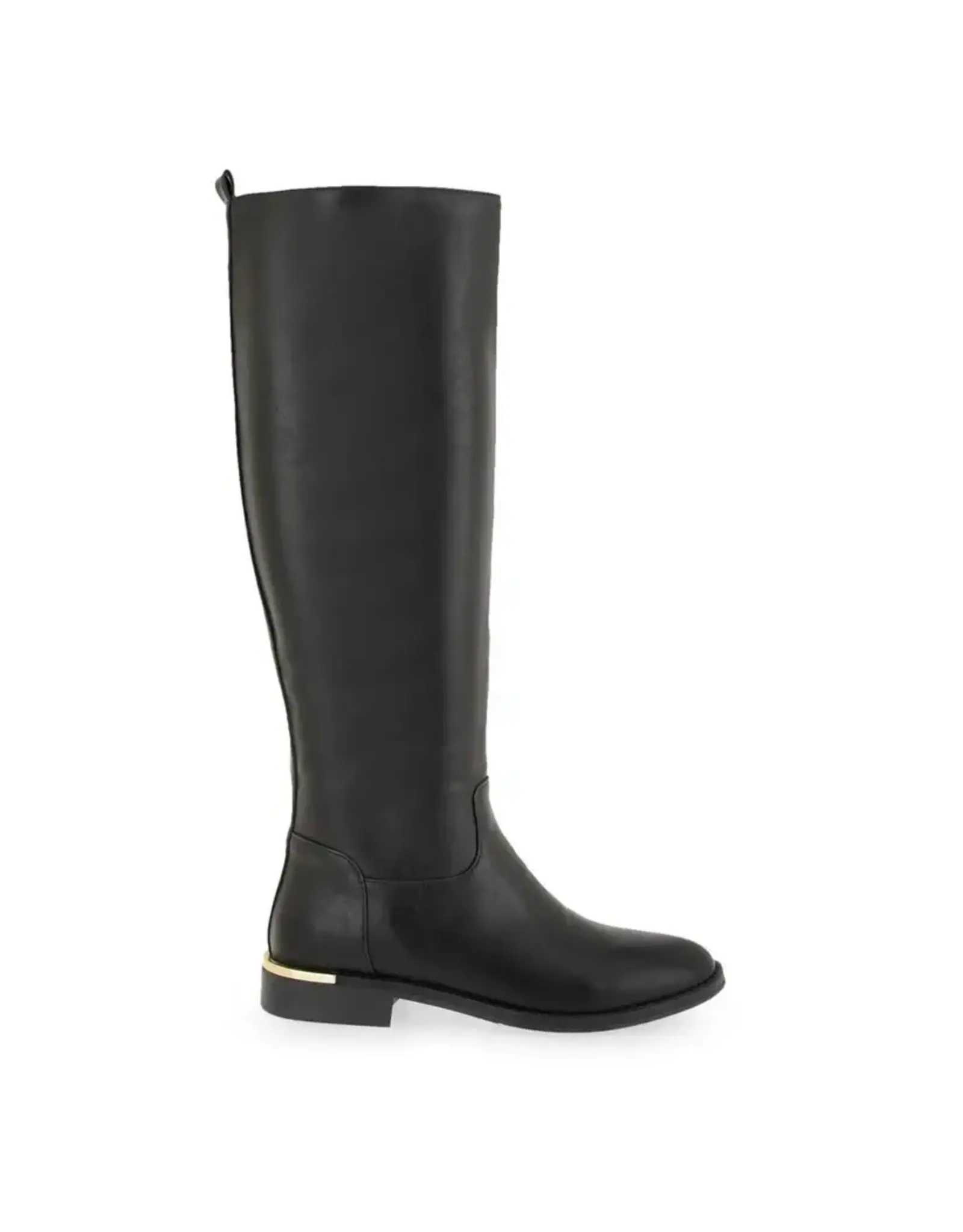EXE Faux Leather Black Tall Boot With Zipper