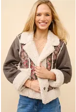 Layla Embroidered Crop Sherpa Jacket