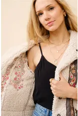 Layla Embroidered Crop Sherpa Jacket