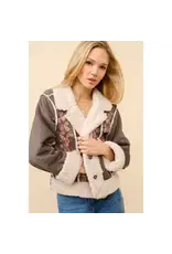 Layla Embroidered Crop Sherpa Jacket