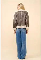 Layla Embroidered Crop Sherpa Jacket