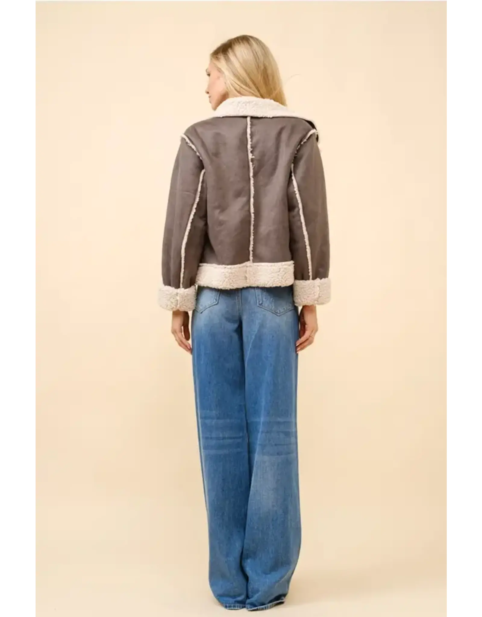 Layla Embroidered Crop Sherpa Jacket