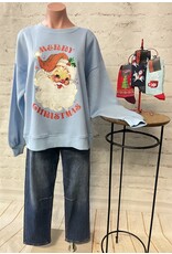 "Glitter Santa" Long Sleeve Crew Neck Fleece