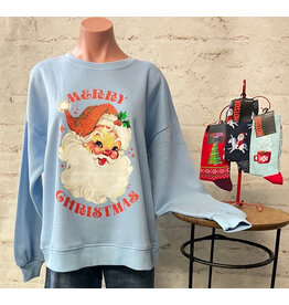 "Glitter Santa" Long Sleeve Crew Neck Fleece