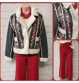 Layla Embroidered Crop Sherpa Jacket