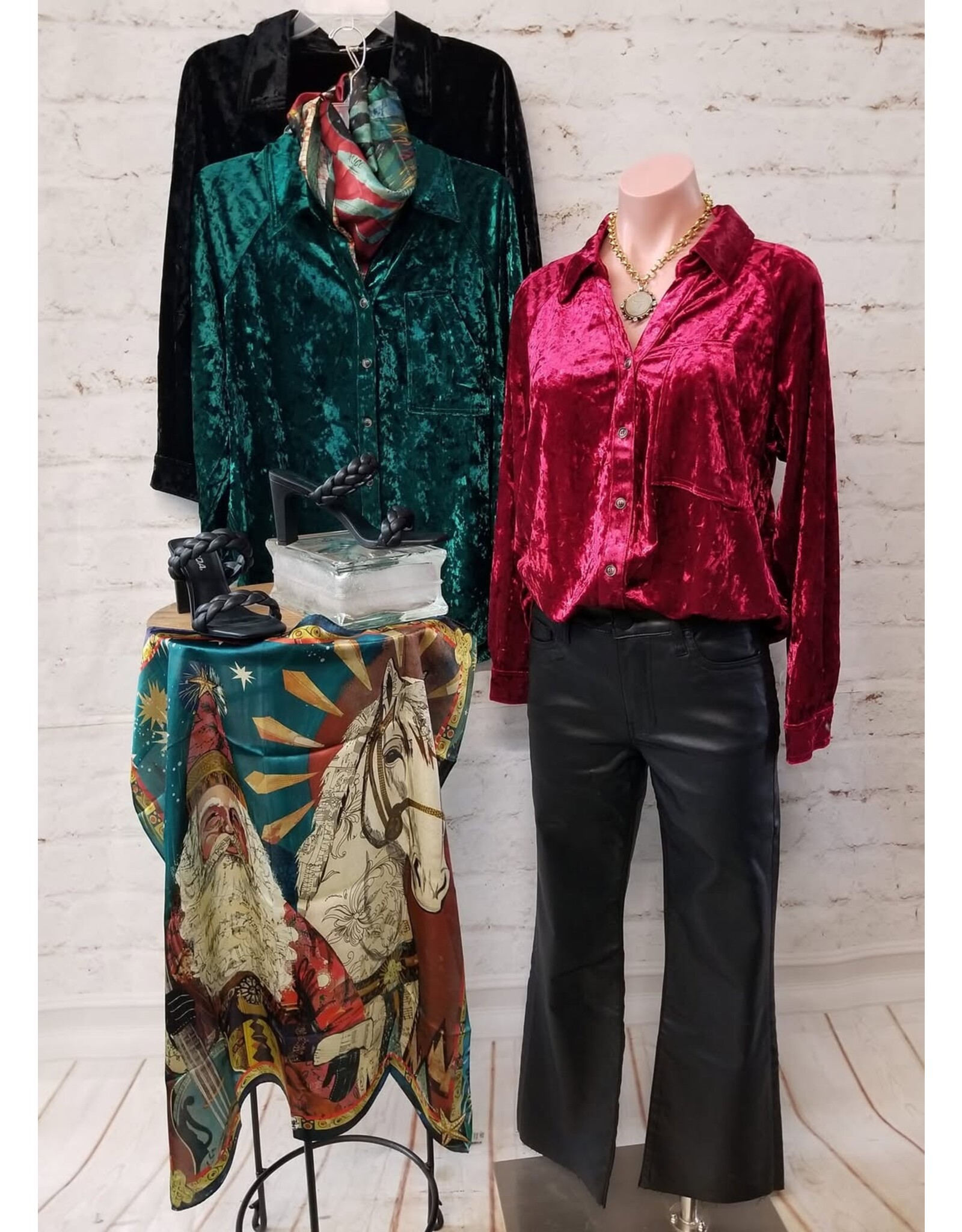 Katherine Velvet High/Low Hem Shirt