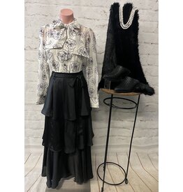 Letitia Cream and Black Rose Print Top