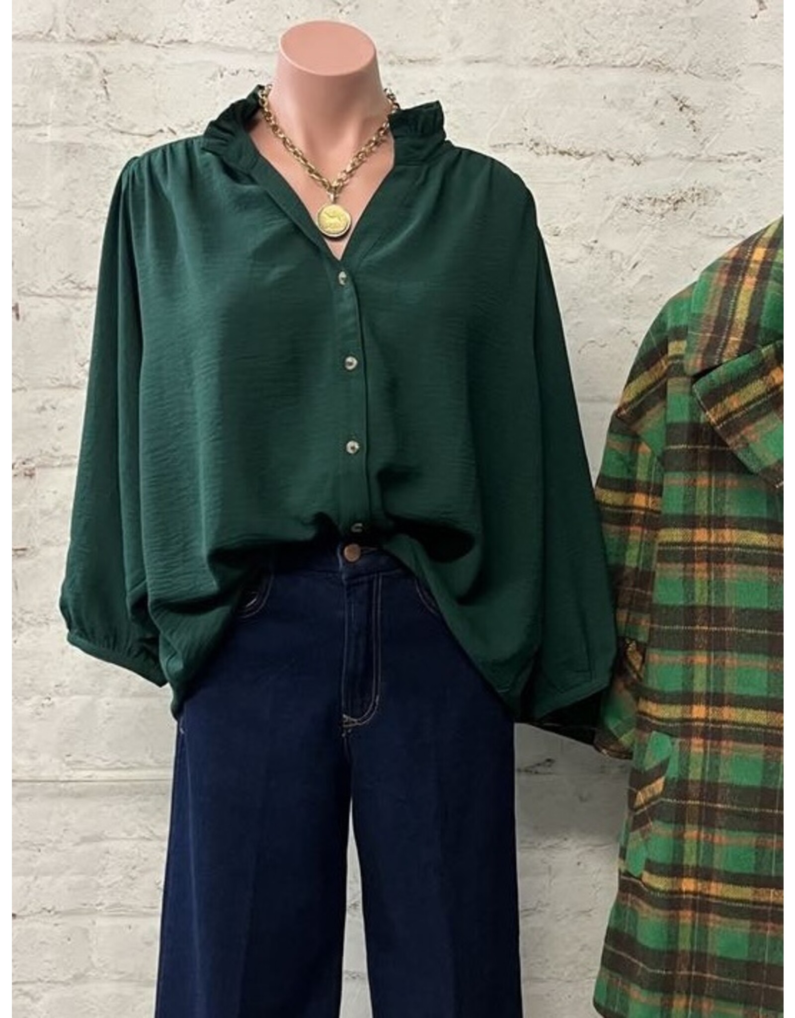 Jelene Frilled Split Neck Top