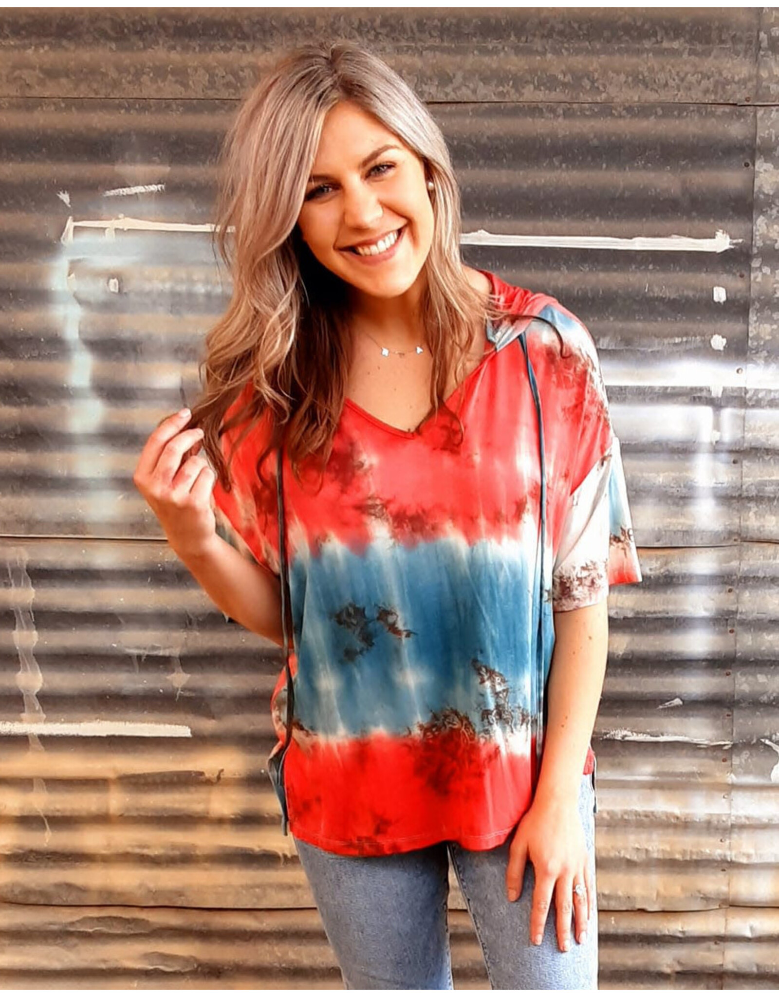 Priddy Hooded V-Neck Top
