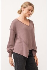 Dear John Denim Dear John Mira V-Neck Oversized Long Sleeve Top - Marron