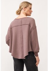 Dear John Denim Dear John Mira V-Neck Oversized Long Sleeve Top - Marron