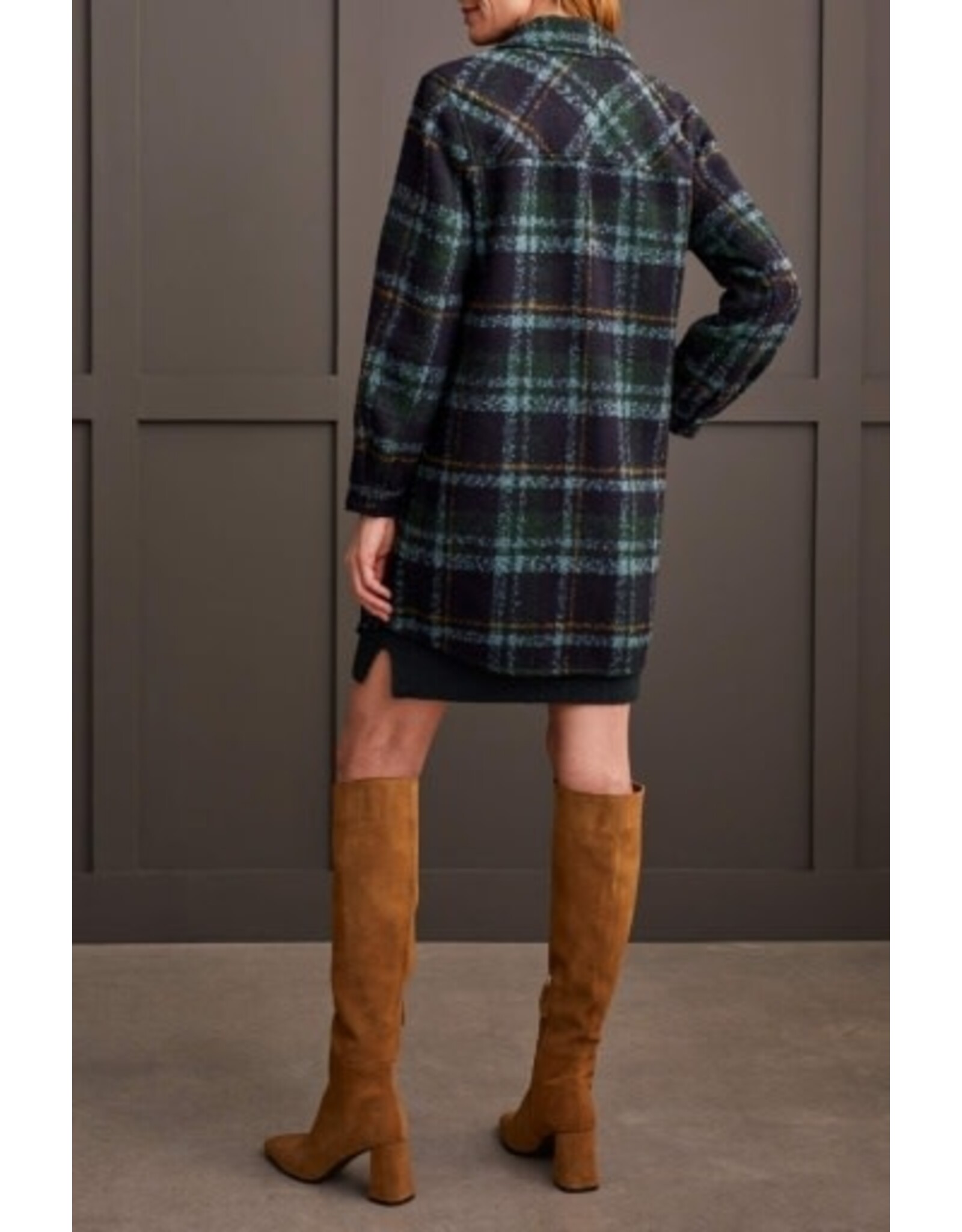 Tribal Tribal Boucle Plaid Jacket with Notch Collar