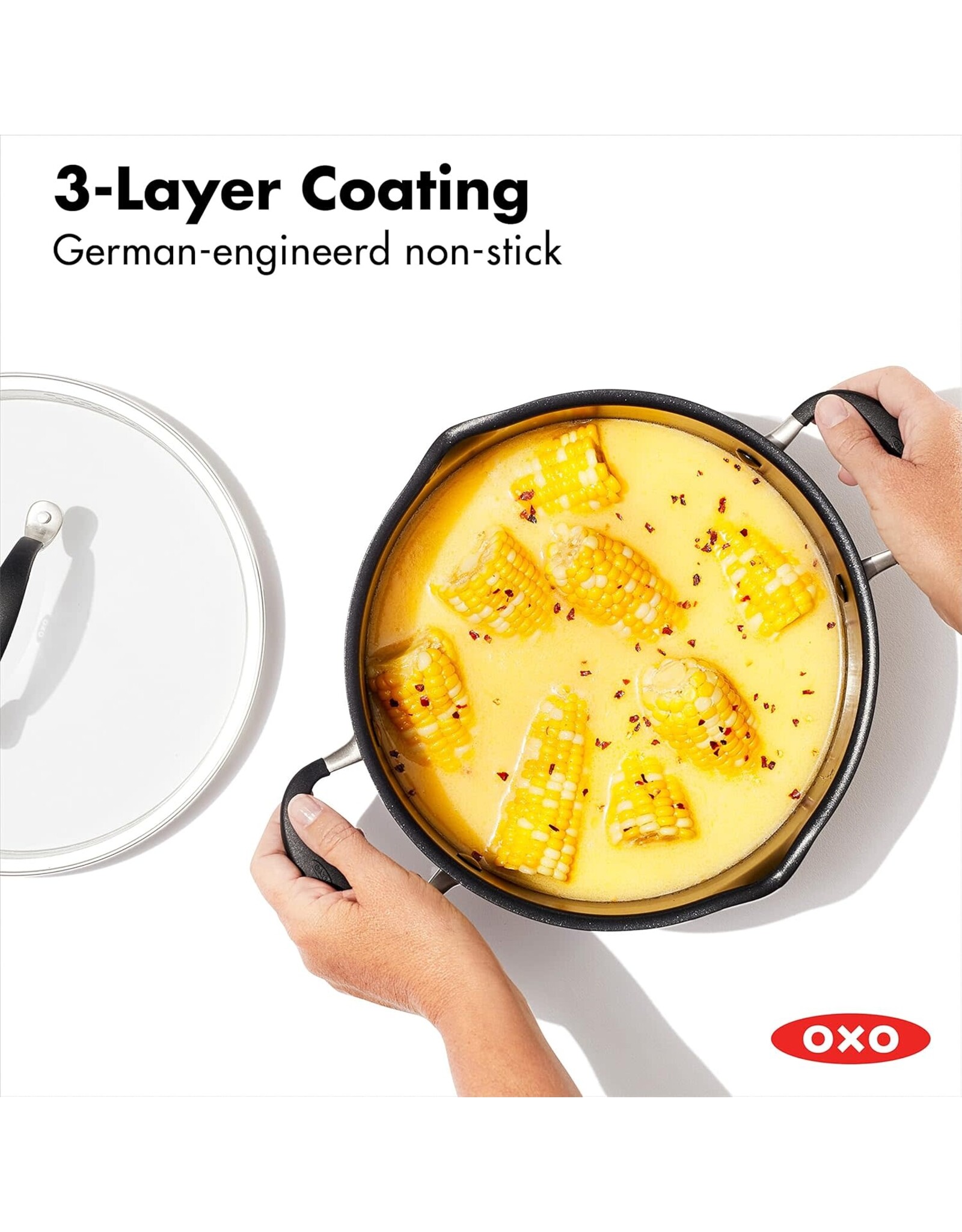 OXO 6QT Stockpot with Lid, 3-Layered German Engineered Nonstick Coating