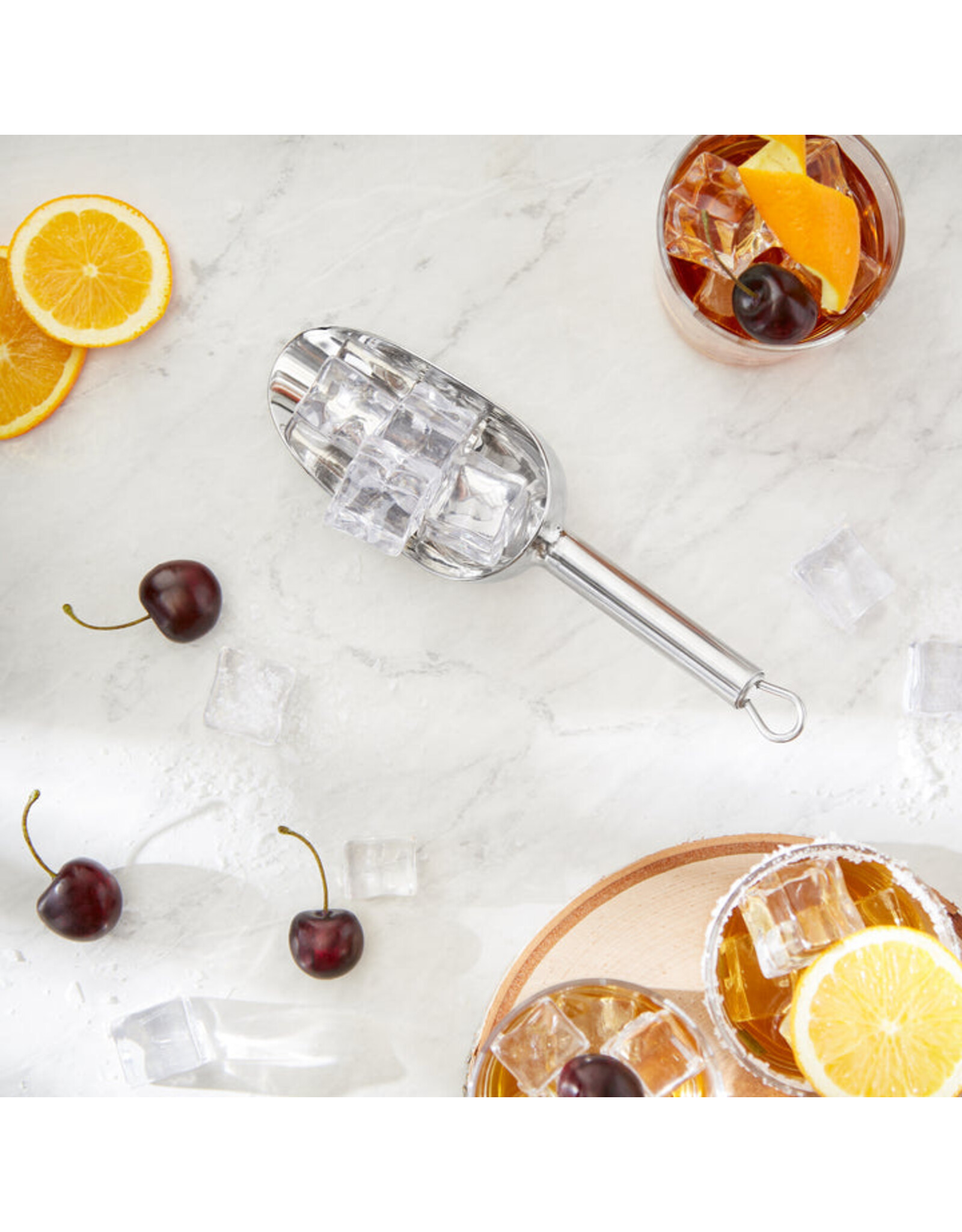 RSVP International Medium Stainless Steel Scoop 1/2 Cup 8"