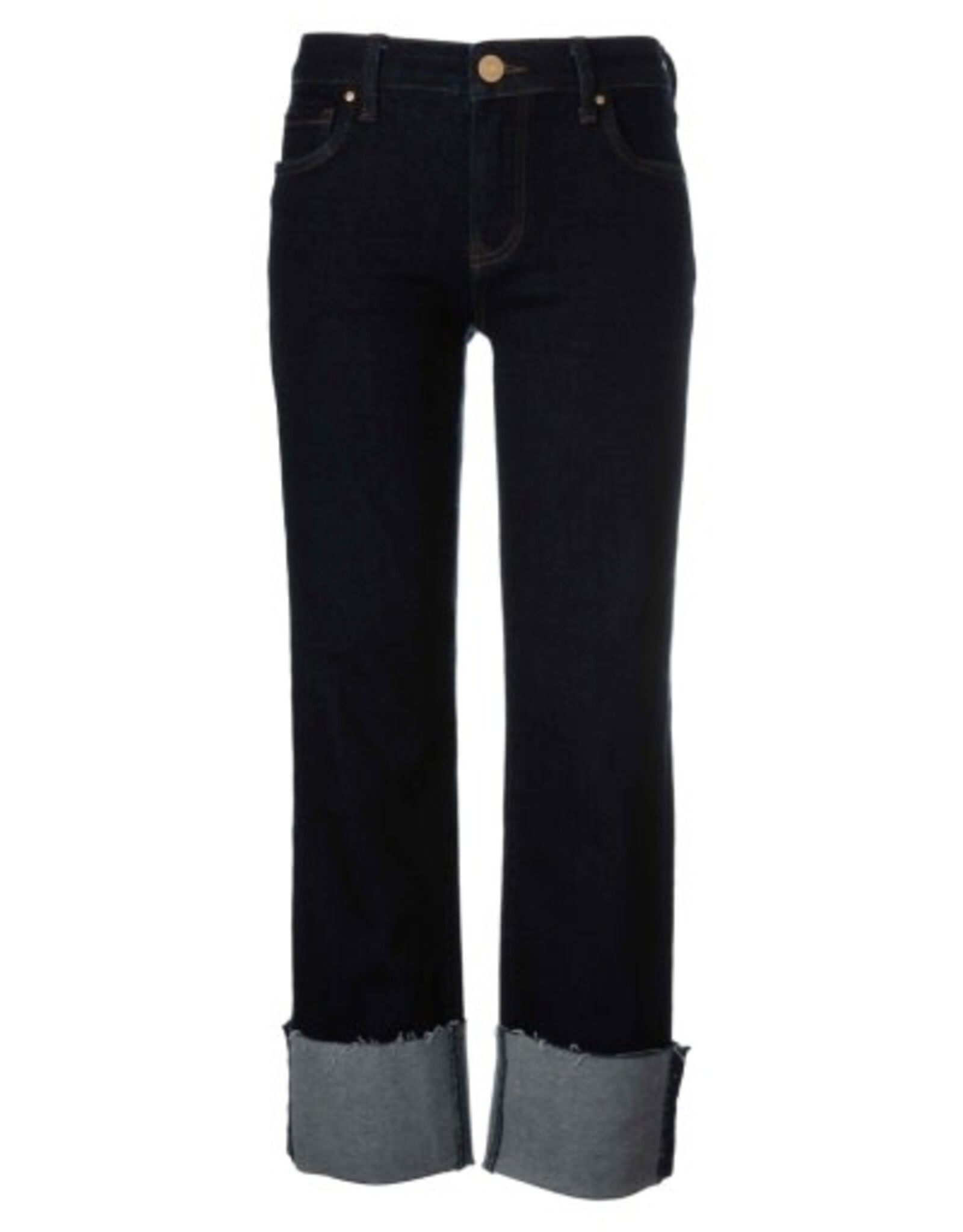 Kut from the Kloth / STS Blue KUT Fay High Rise Fab Ab Straight Leg Roll-Up Raw Hem - Kindled