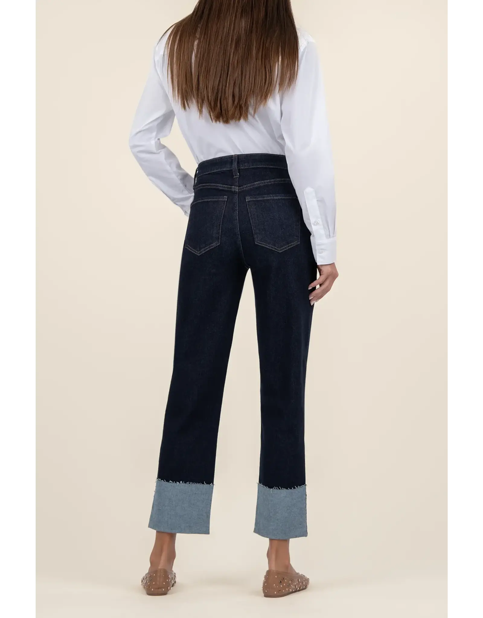 Kut from the Kloth / STS Blue KUT Fay High Rise Fab Ab Straight Leg Roll-Up Raw Hem - Kindled