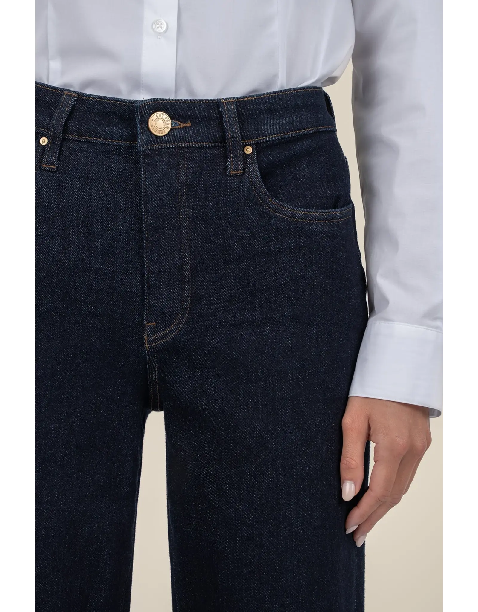 Kut from the Kloth / STS Blue KUT Fay High Rise Fab Ab Straight Leg Roll-Up Raw Hem - Kindled