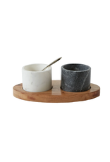 Tray with Marble Bowls and Brass Spoon