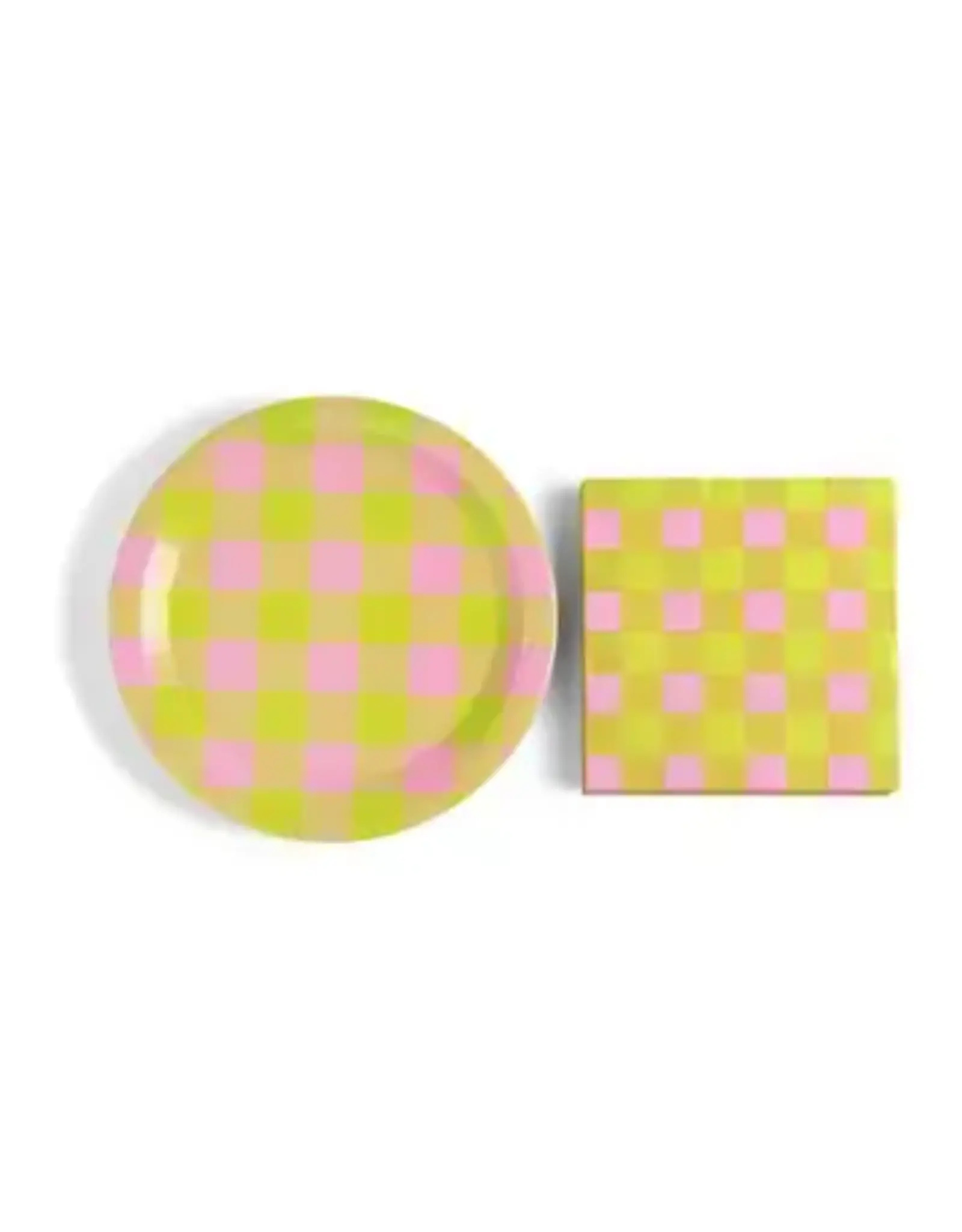 Plaid Pastels Paper Plate and Napkin Set 48 Pc